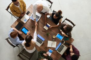 business group making partnerships and growing their connections through language learning